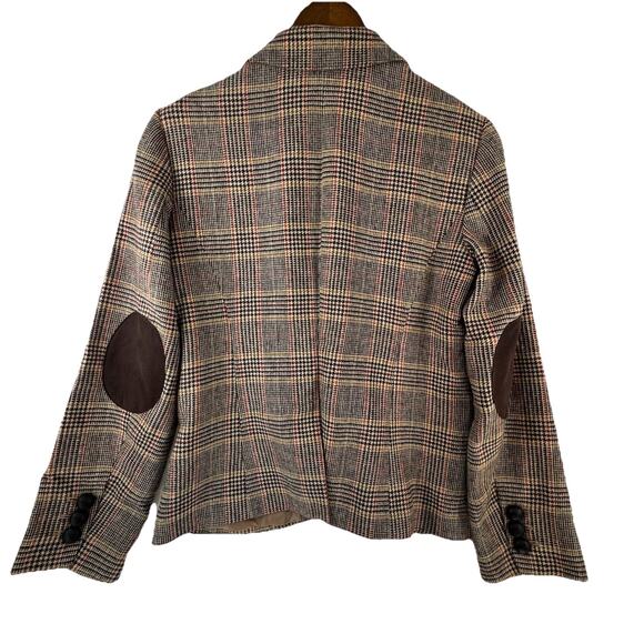 Talbots Womens 8P Plaid Blazer Elbow Patches Equestrian Jacket Workwear Academia - Picture 6 of 8